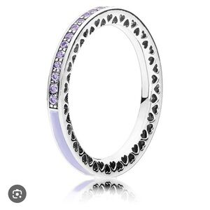 Radiant Hearts of Pandora Ring with Lavender Enamel size 6